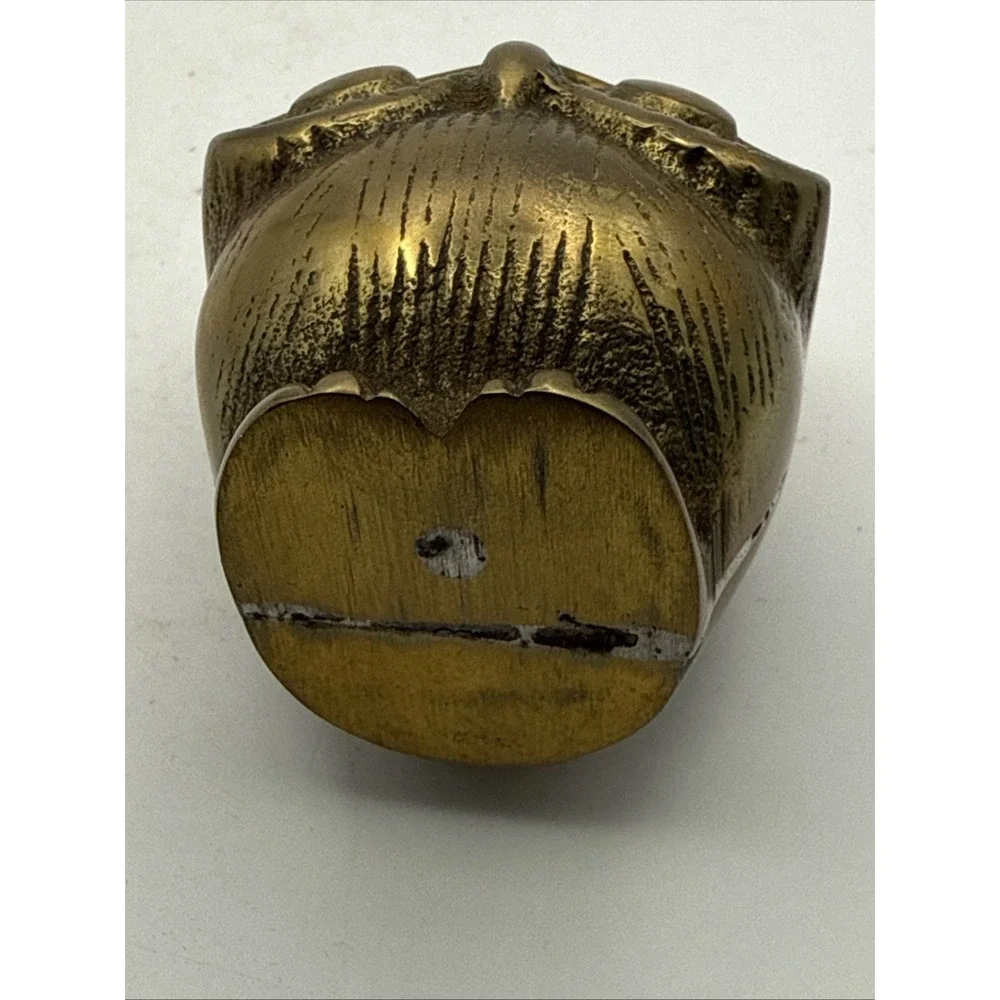Solid Brass Owl Figurine Collectible MCM  Vintage Decor Paperweight Retro